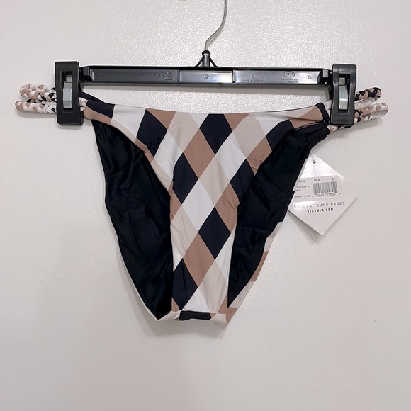 NWT VYB Black Reversible Checkered Bikini Bottoms - Picture 7 of 8